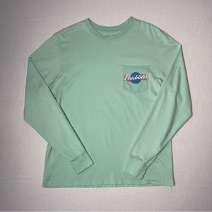 Chubbies Long Sleeve Tshirt Men’s Size Medium Teal Double Sided Graphic Cotton
